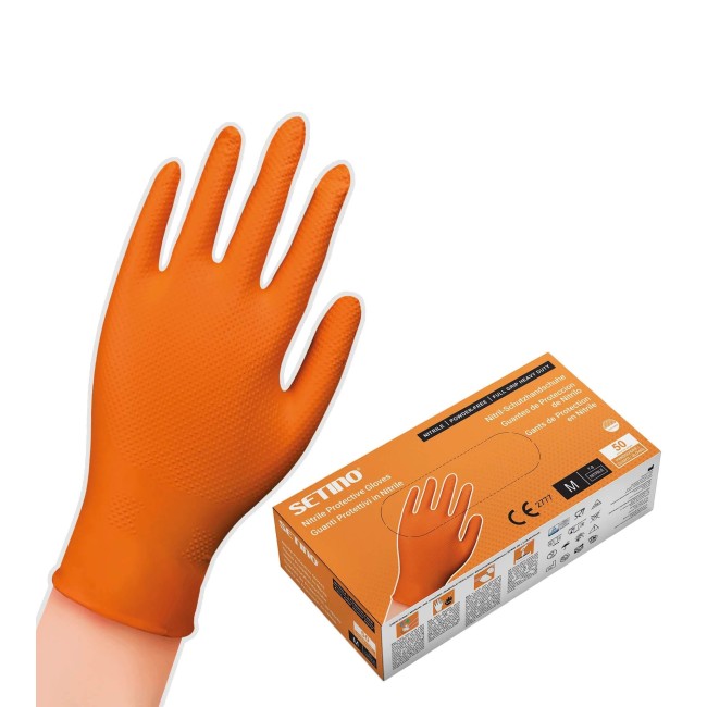 Nitrilové rukavice oranžová SETINO 8,5 g - bezpudrové (50 ks/bal)