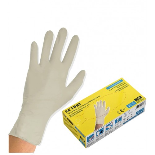 Latexové rukavice SETINO, bez púdru (100 ks/bal)