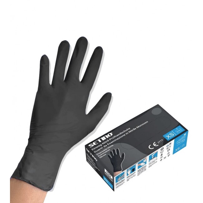 Nitrilové rukavice čierne SETINO 5,0 g - bezpudrové (100 ks/bal)