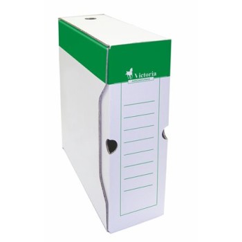 Boîte de classement, A4, 100 mm, en carton, VICTORIA OFFICE, vert-blanc