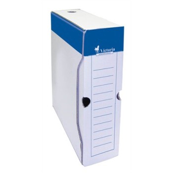 Boîte de classement A4, 80 mm, en carton, VICTORIA OFFICE, bleu-blanc
