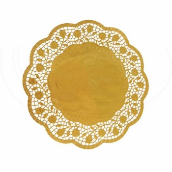 Dekoračná krajka (PAP/ALU) okrúhla zlatá O30cm [4 ks]