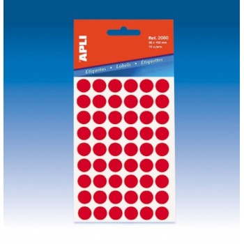 Etiquette, 8 mm ronde, manuscrite, couleur, APLI, rouge, 288 étiquettes par paquet