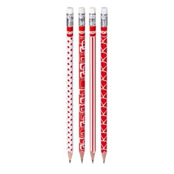 Crayon graphite avec gomme, HB, triangulaire, KORES, rouge-blanc