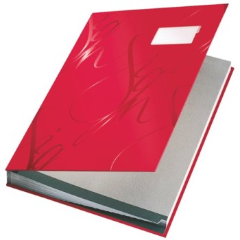 Carnet de signatures, A4, 18 feuilles, carton, LEITZ "Design", rouge