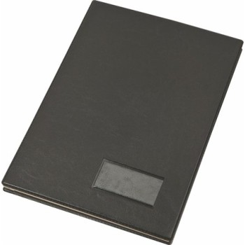 Carnet de signatures A4, 20 feuilles, carton, couverture en simili-cuir, VICTORIA OFFICE, noir