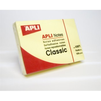 Bloc-notes, 50x75 mm, 100 flles, APLI "Classic", jaune