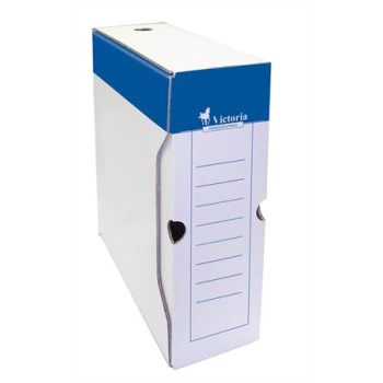 Boîte de classement, A4, 100 mm, en carton, VICTORIA OFFICE, bleu-blanc